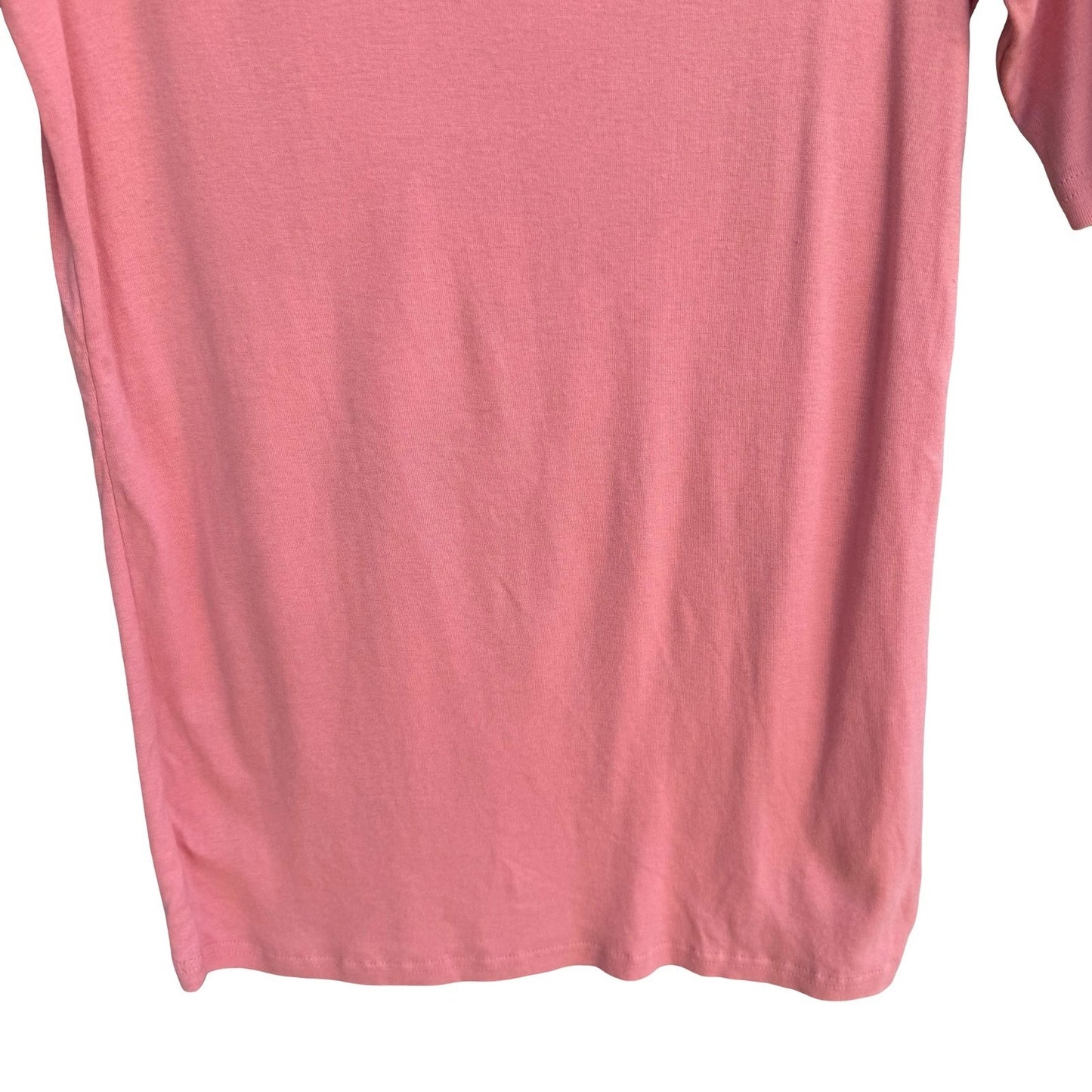 Hot in Hollywood Pink Scoop Neck Elbow Sleeve 100% Cotton Top Womens Medium