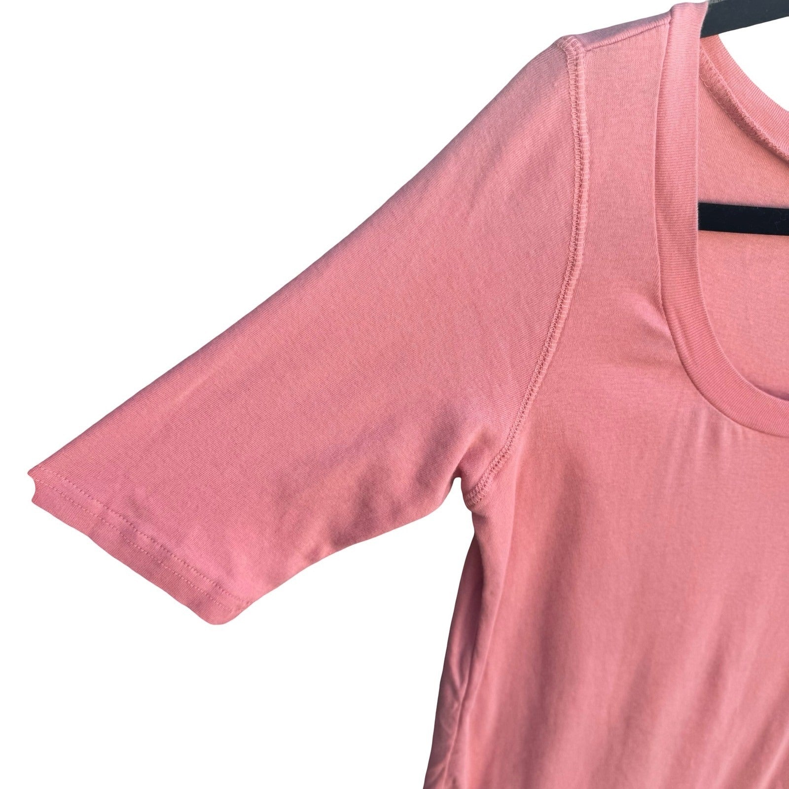 Hot in Hollywood Pink Scoop Neck Elbow Sleeve 100% Cotton Top Womens Medium