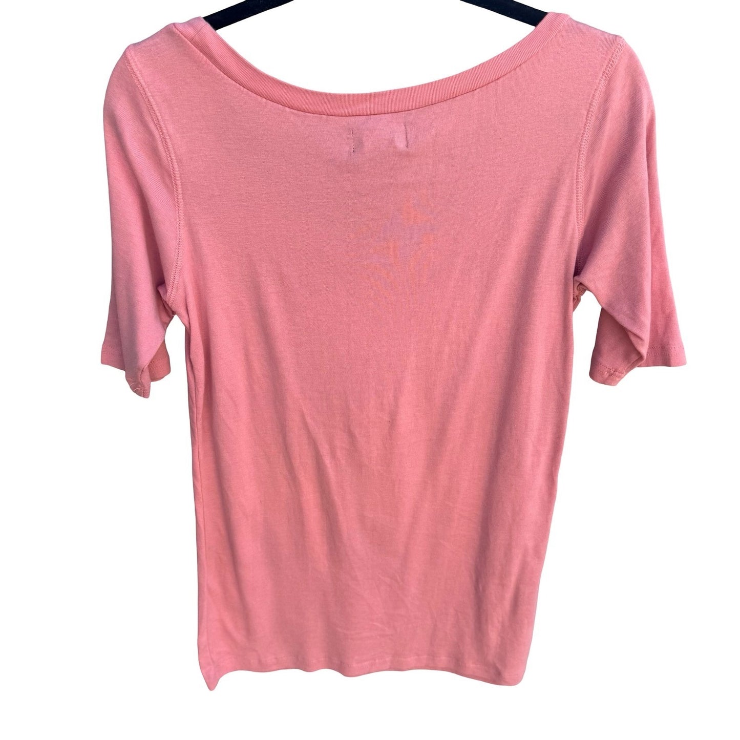 Hot in Hollywood Pink Scoop Neck Elbow Sleeve 100% Cotton Top Womens Medium