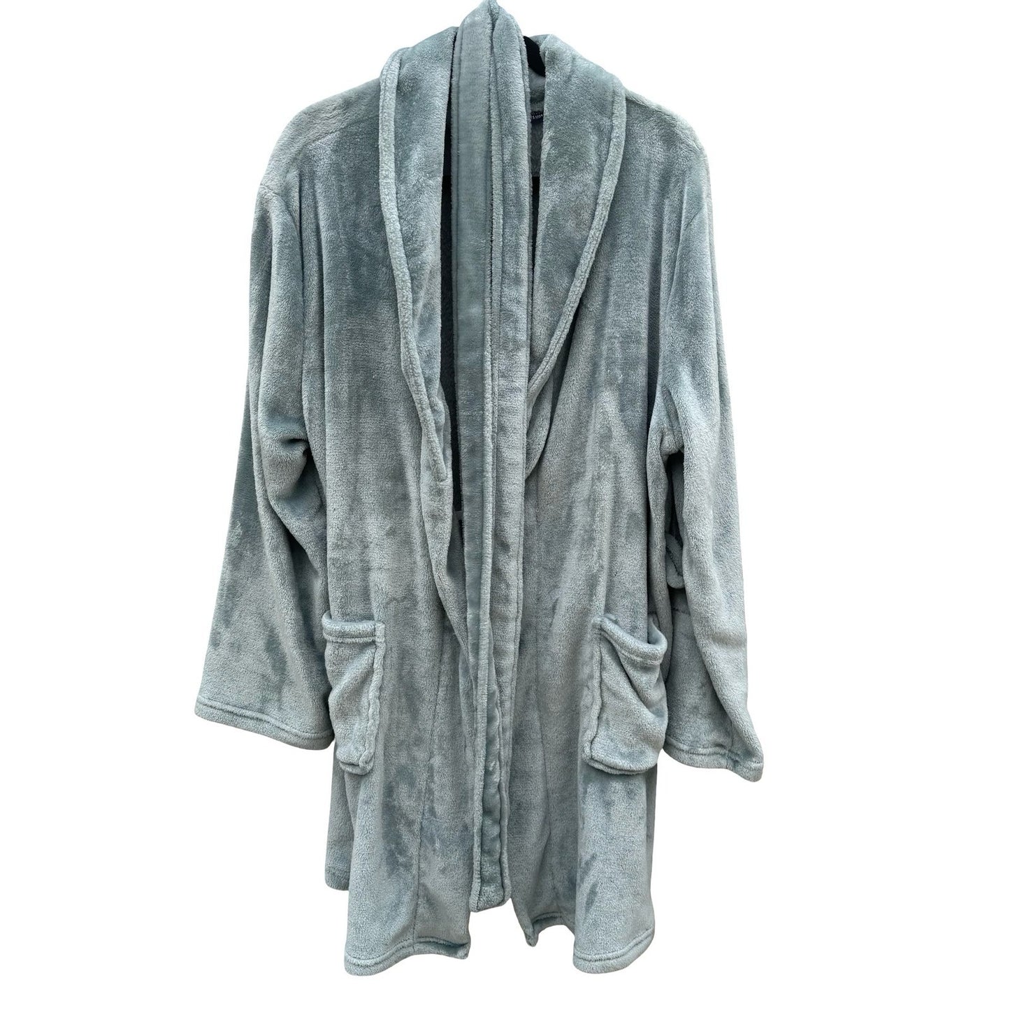 Mythology Plush Fleece Robe Sage Green One Size Fits Most Shawl Collar Soft Wrap