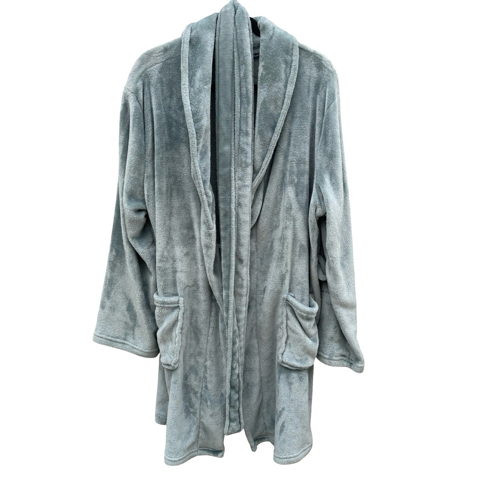 Mythology Plush Fleece Robe Sage Green One Size Fits Most Shawl Collar Soft Wrap