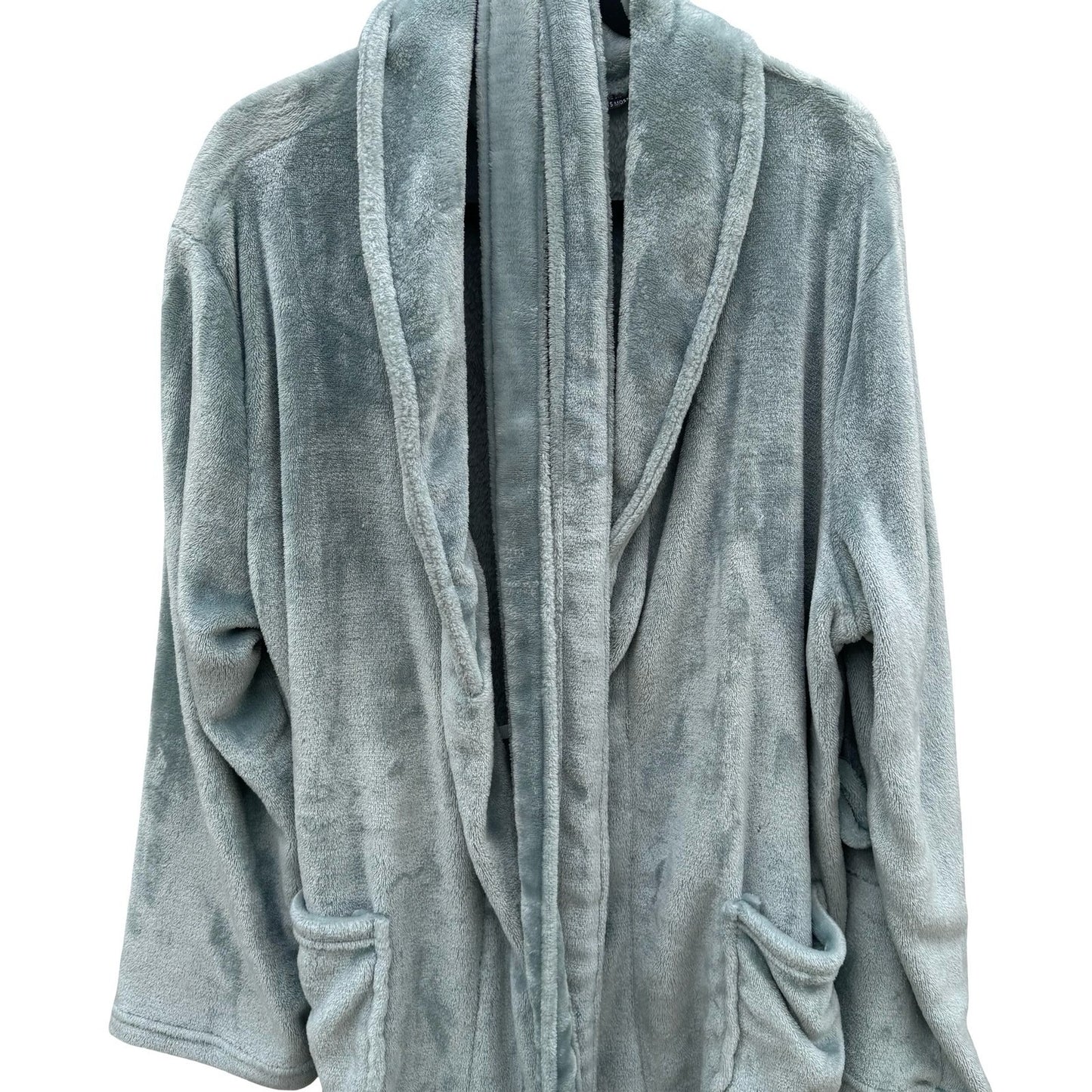 Mythology Plush Fleece Robe Sage Green One Size Fits Most Shawl Collar Soft Wrap