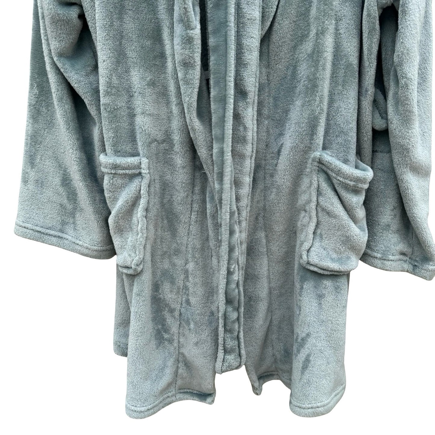 Mythology Plush Fleece Robe Sage Green One Size Fits Most Shawl Collar Soft Wrap