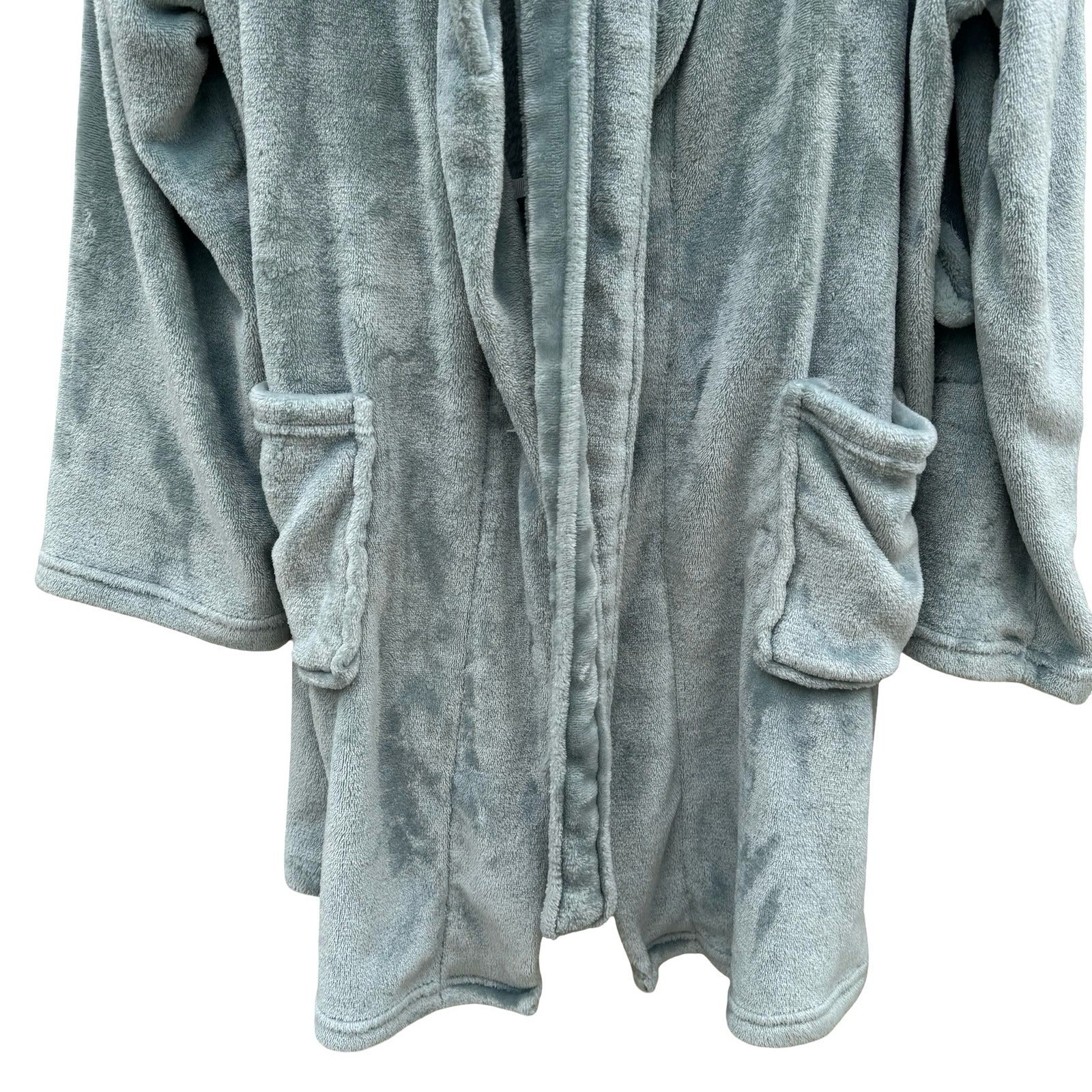 Mythology Plush Fleece Robe Sage Green One Size Fits Most Shawl Collar Soft Wrap