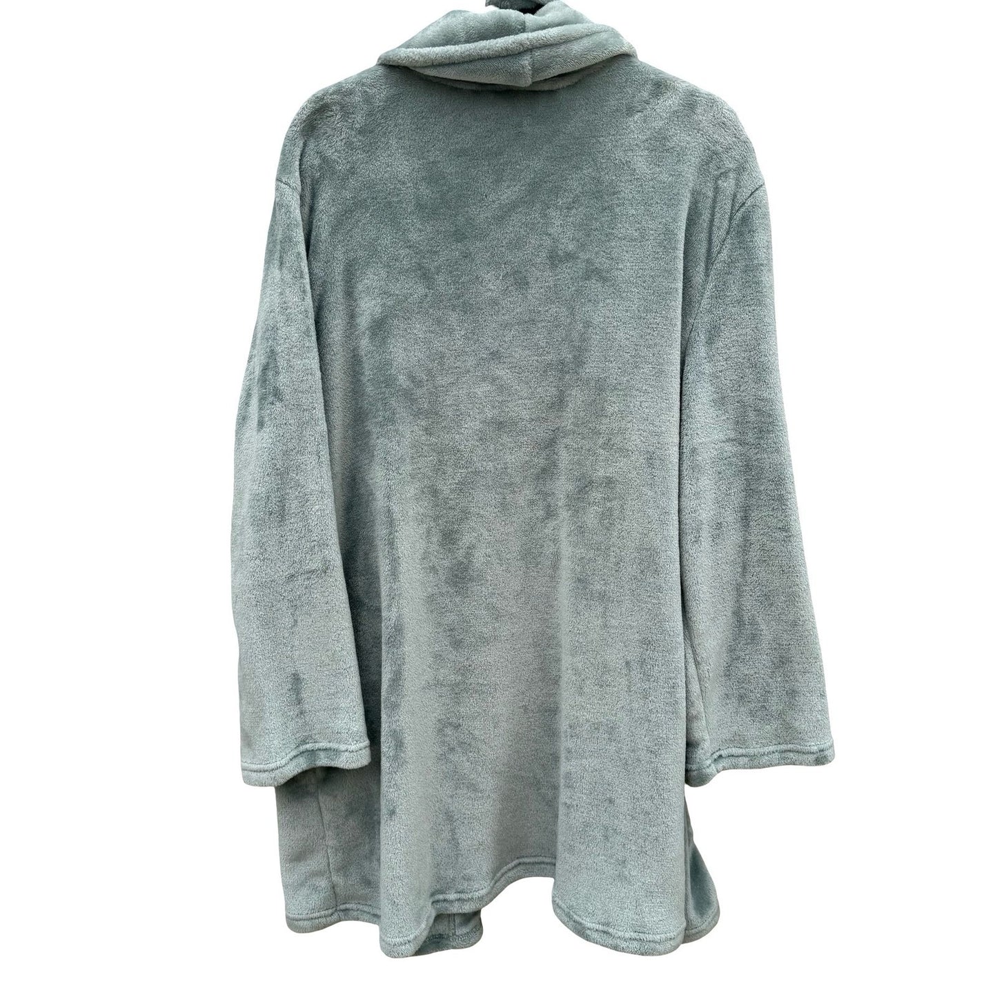 Mythology Plush Fleece Robe Sage Green One Size Fits Most Shawl Collar Soft Wrap