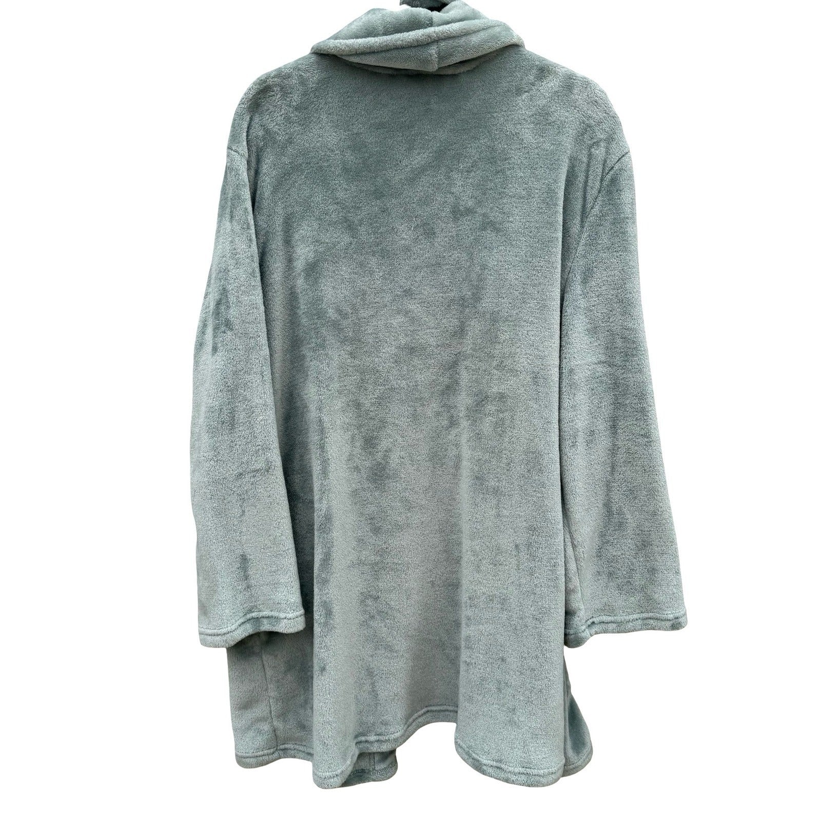 Mythology Plush Fleece Robe Sage Green One Size Fits Most Shawl Collar Soft Wrap