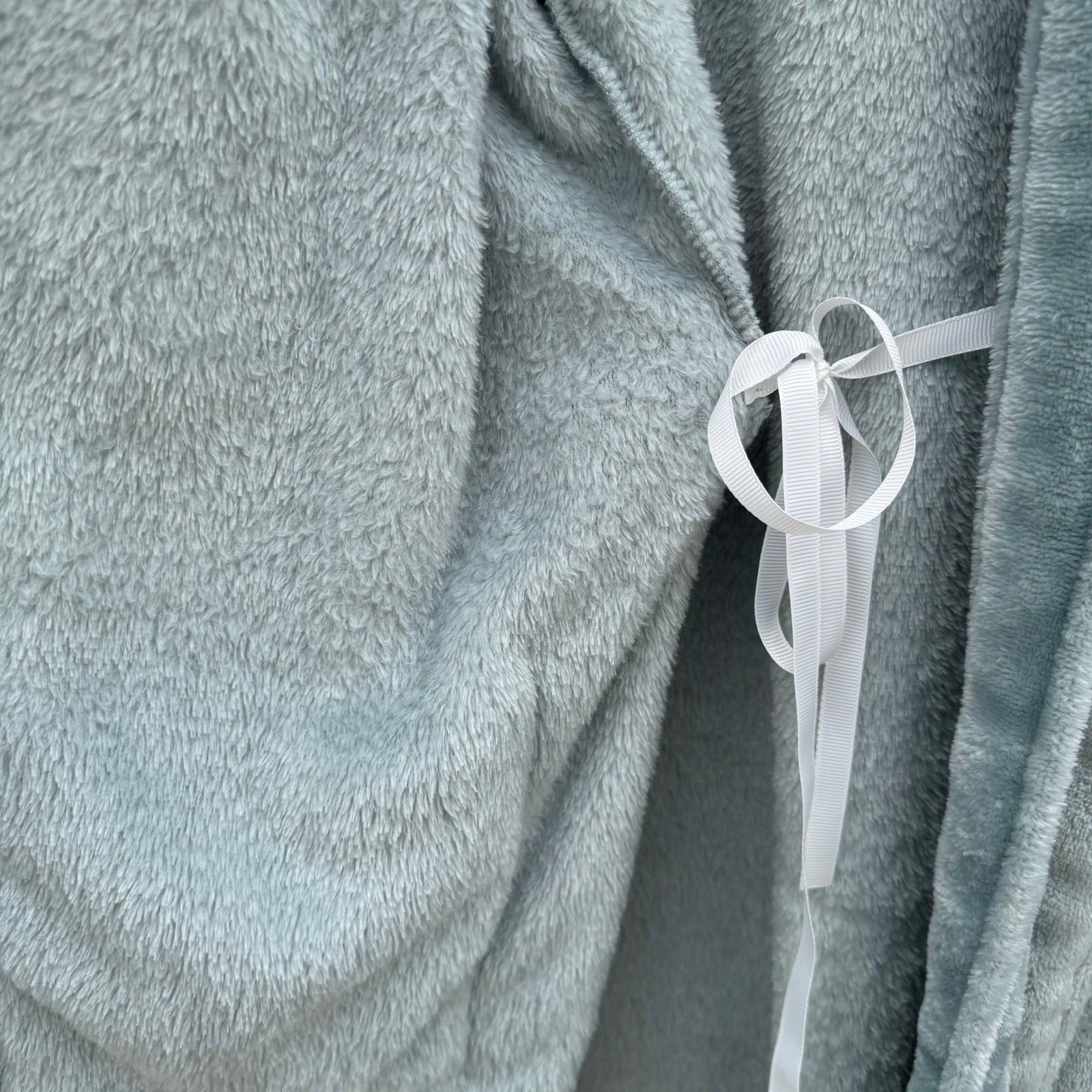 Mythology Plush Fleece Robe Sage Green One Size Fits Most Shawl Collar Soft Wrap