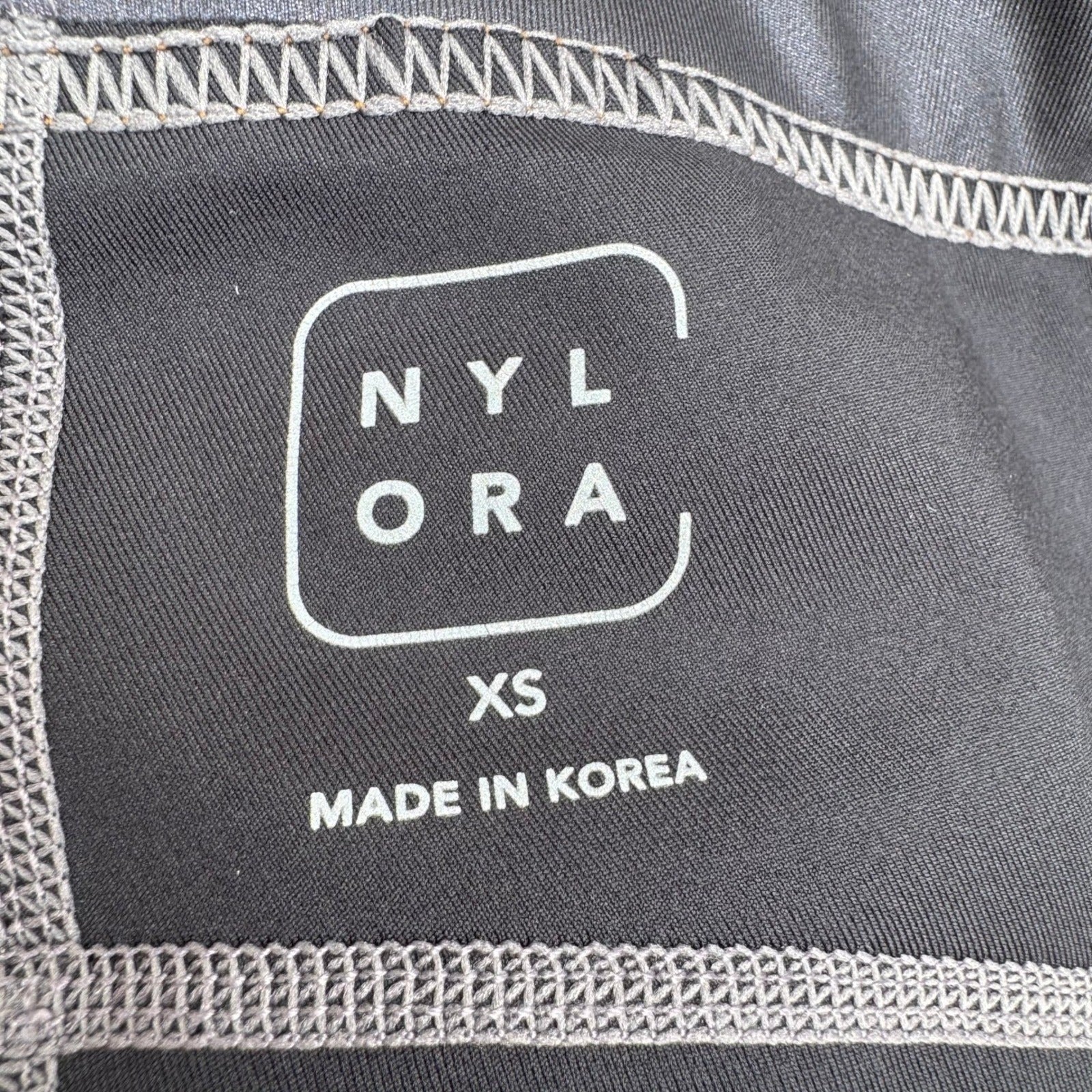 Nylora Criss-Cross Metallic Waistband Activewear Gym Leggings Balletcore Grey XS