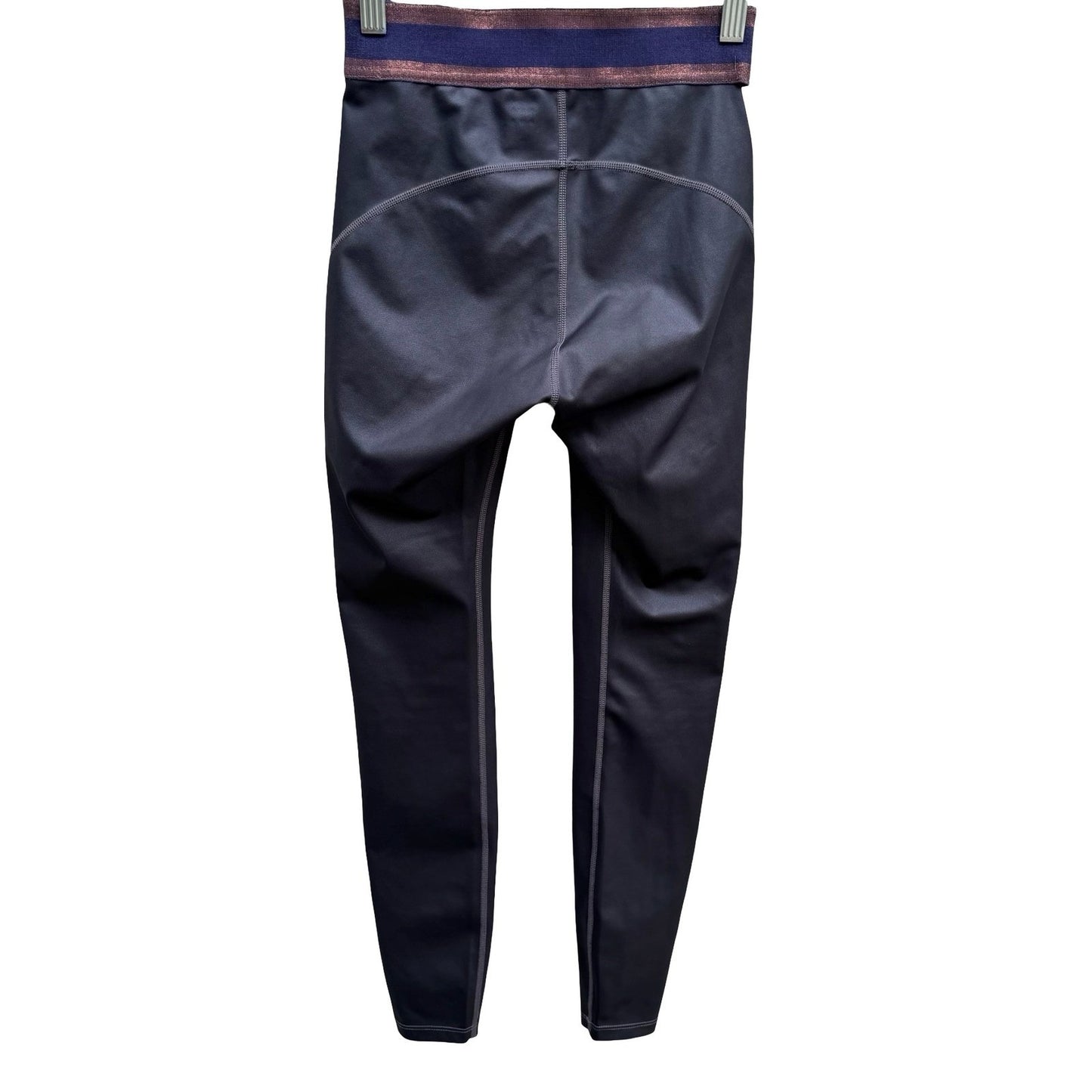 Nylora Criss-Cross Metallic Waistband Activewear Gym Leggings Balletcore Grey XS