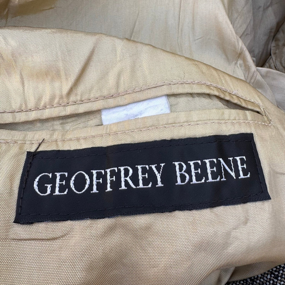 Geoffrey Beene Vintage Mens 48R Silk Blazer Grey Salt Pepper Tweed Sport Coat