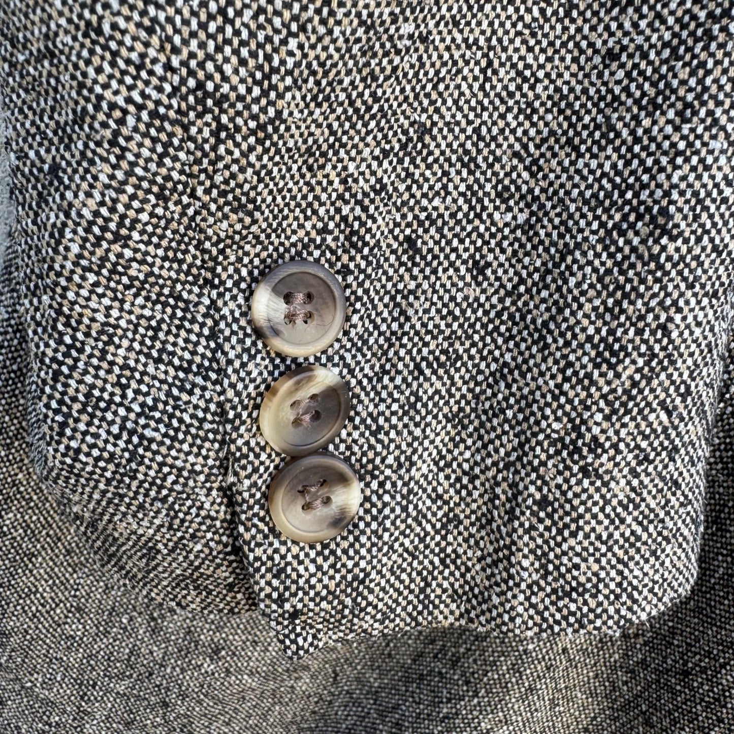 Geoffrey Beene Vintage Mens 48R Silk Blazer Grey Salt Pepper Tweed Sport Coat