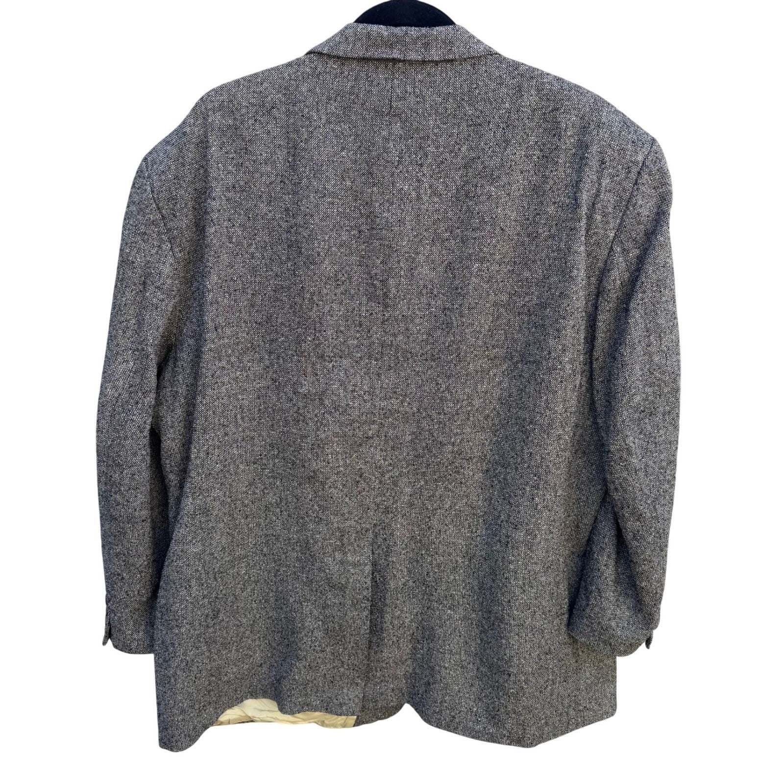 Geoffrey Beene Vintage Mens 48R Silk Blazer Grey Salt Pepper Tweed Sport Coat