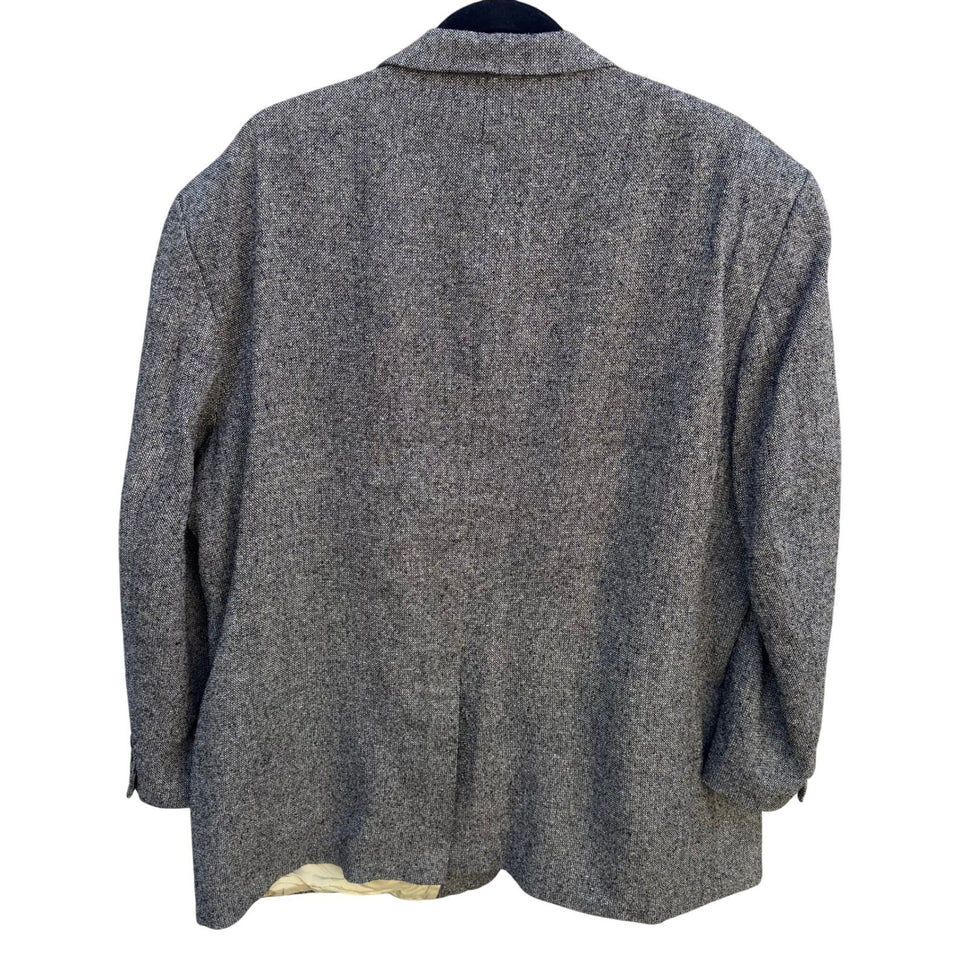 Geoffrey Beene Vintage Mens 48R Silk Blazer Grey Salt Pepper Tweed Sport Coat