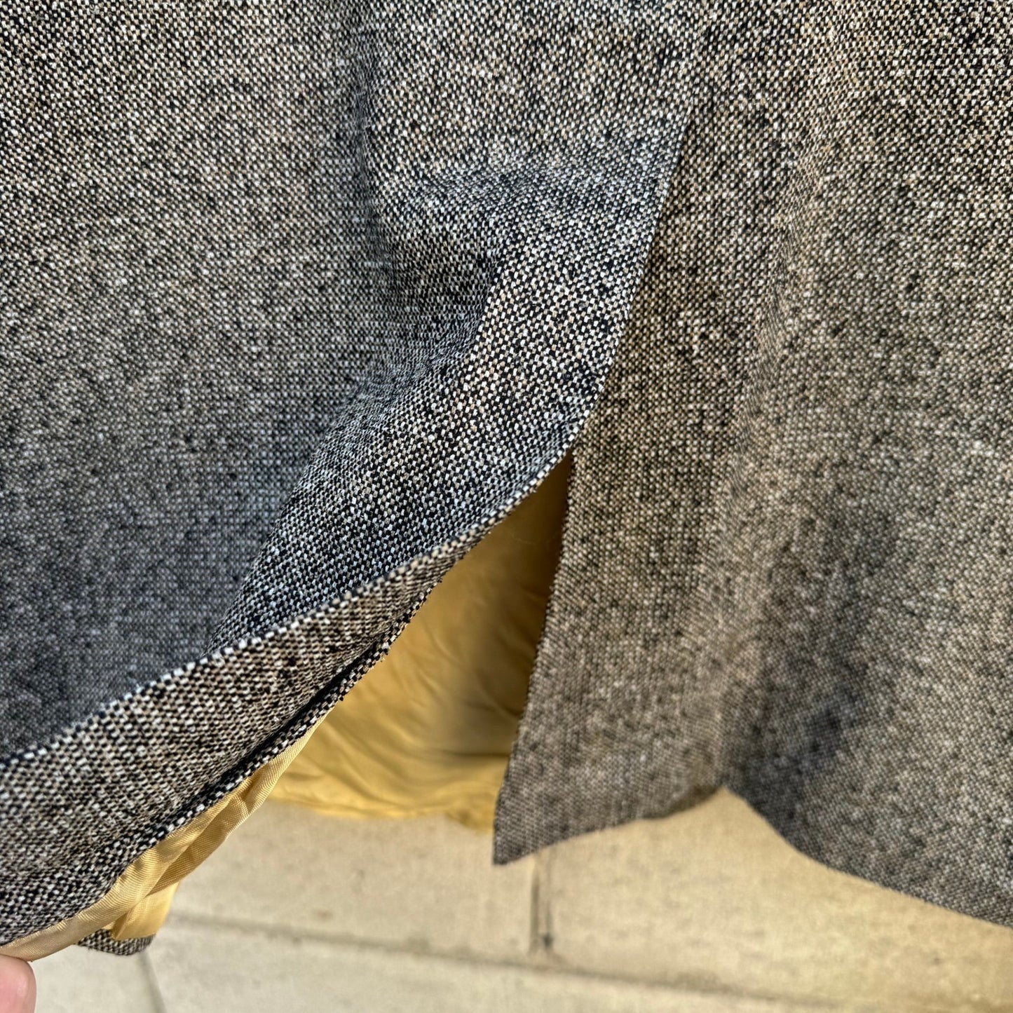 Geoffrey Beene Vintage Mens 48R Silk Blazer Grey Salt Pepper Tweed Sport Coat