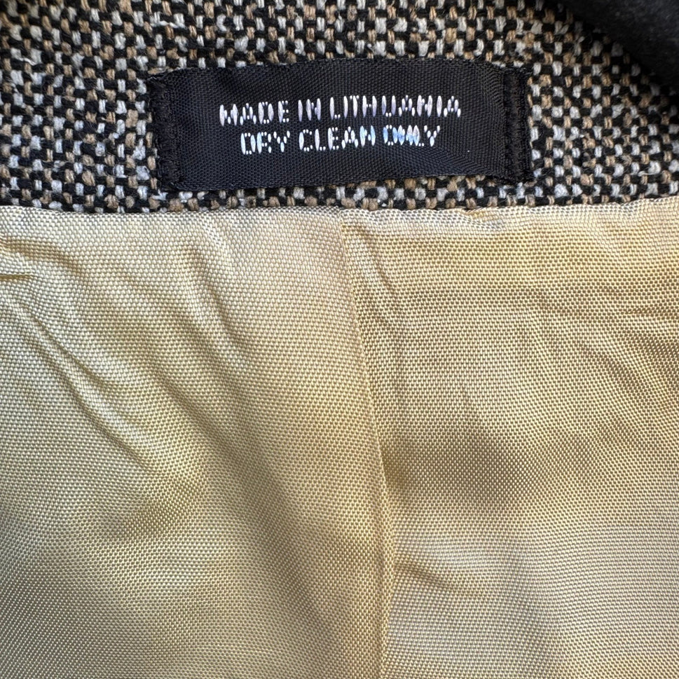 Geoffrey Beene Vintage Mens 48R Silk Blazer Grey Salt Pepper Tweed Sport Coat