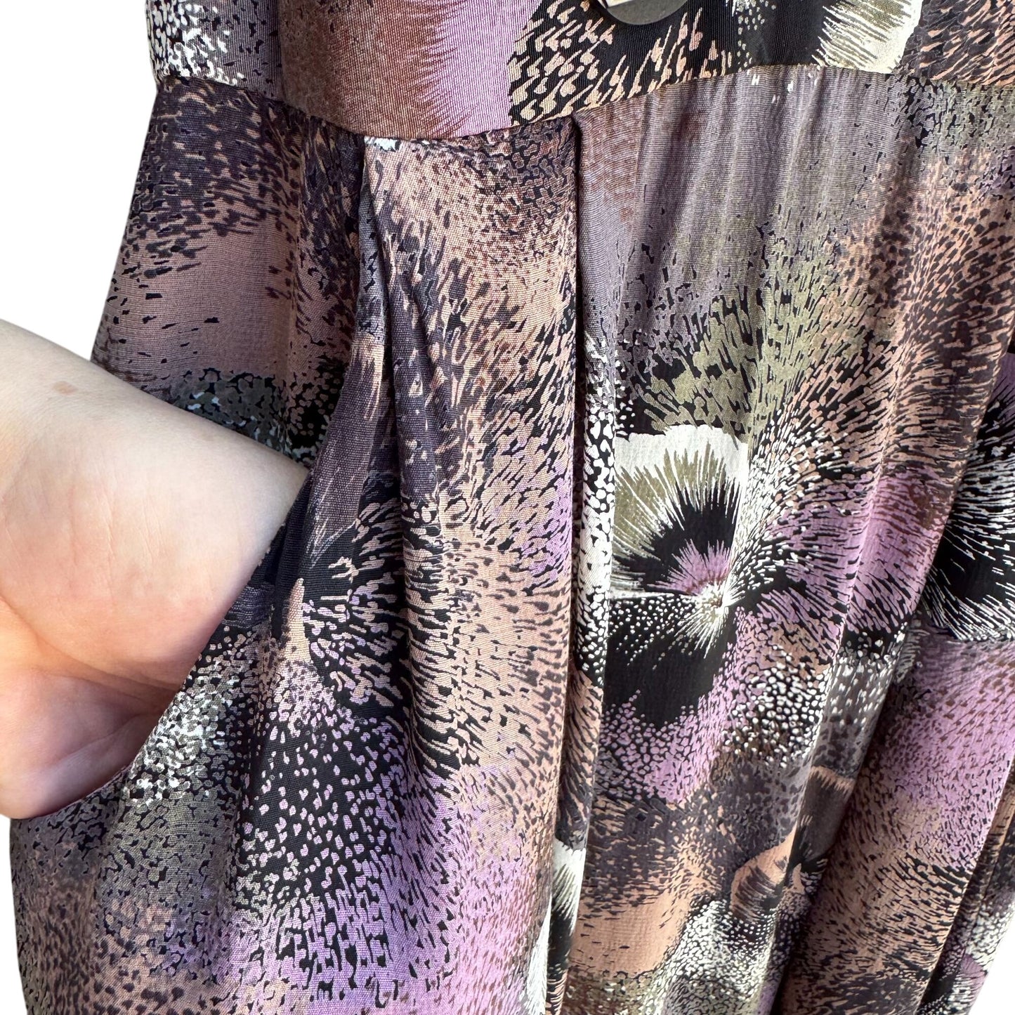 BB Petites By Barbara Barbara Vintage 80s Floral Print V Neck Short Sleeve Dress