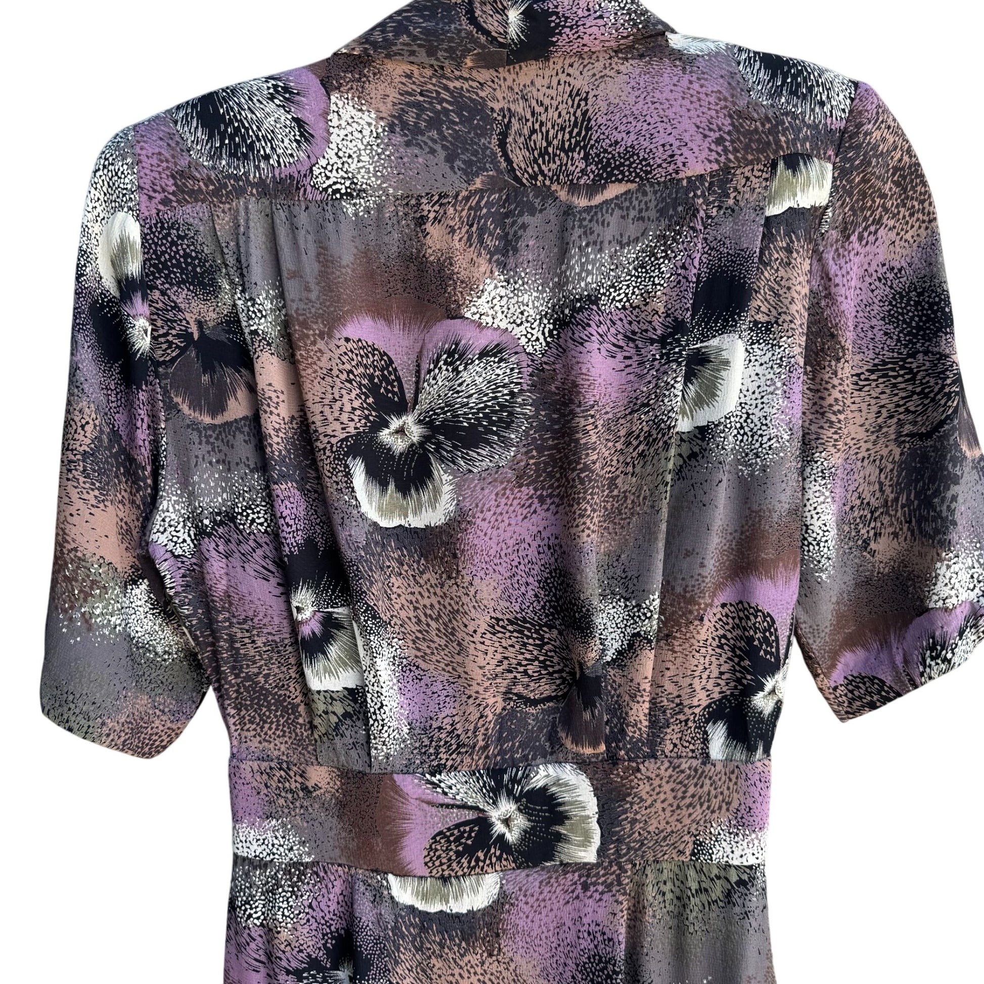 BB Petites By Barbara Barbara Vintage 80s Floral Print V Neck Short Sleeve Dress