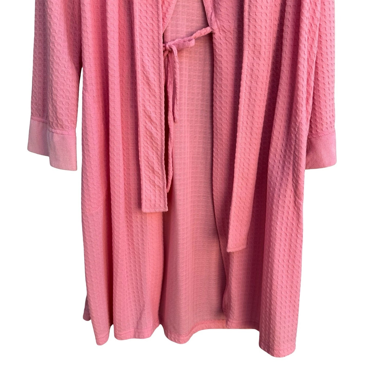 Jasmine Rose Pink Waffle Knit Robe Headband Set Large 312225 Loungewear Cozy NEW