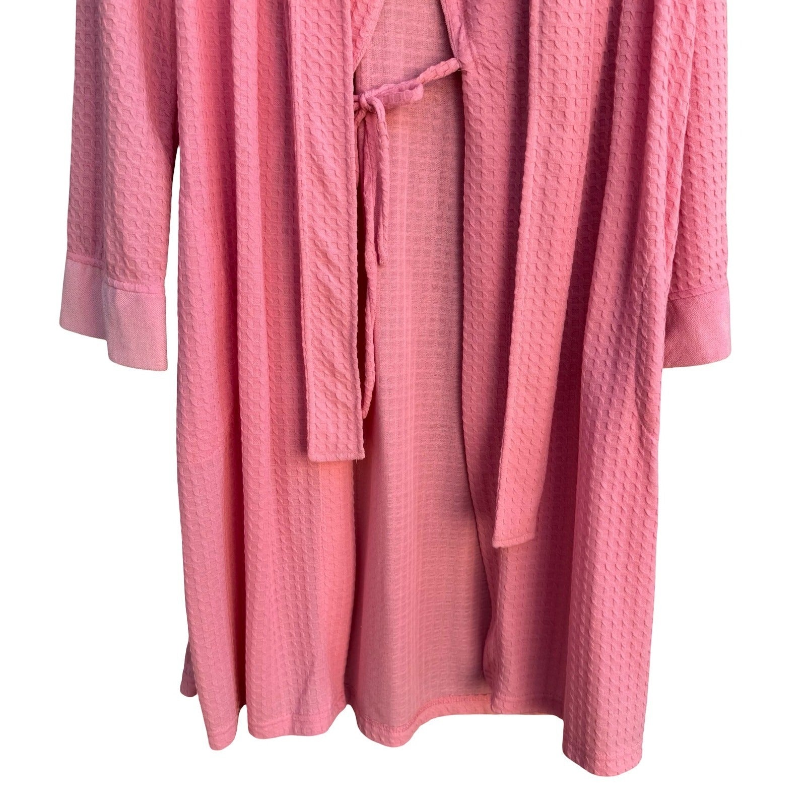 Jasmine Rose Pink Waffle Knit Robe Headband Set Large 312225 Loungewear Cozy NEW