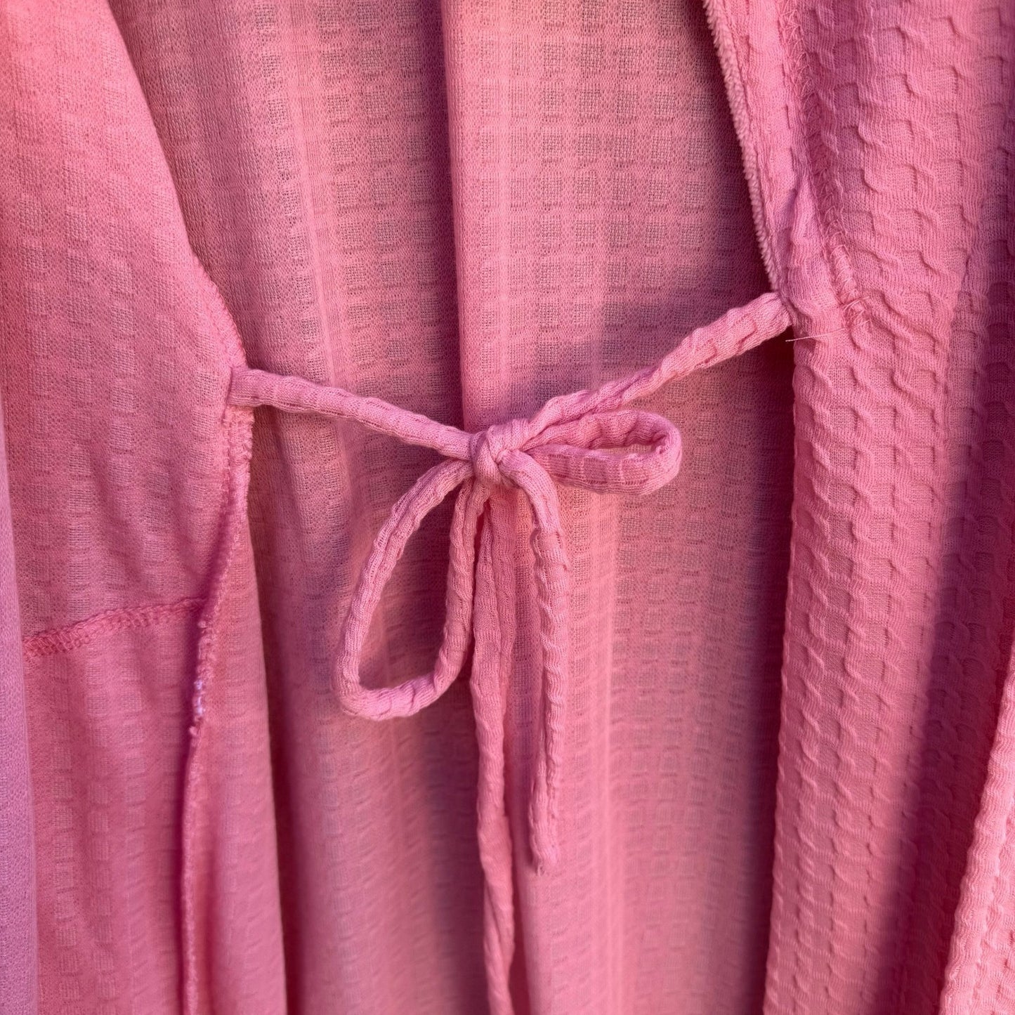 Jasmine Rose Pink Waffle Knit Robe Headband Set Large 312225 Loungewear Cozy NEW