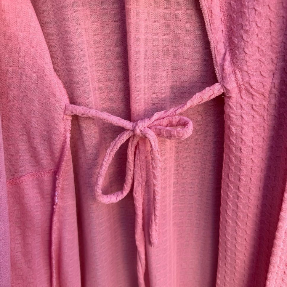 Jasmine Rose Pink Waffle Knit Robe Headband Set Large 312225 Loungewear Cozy NEW
