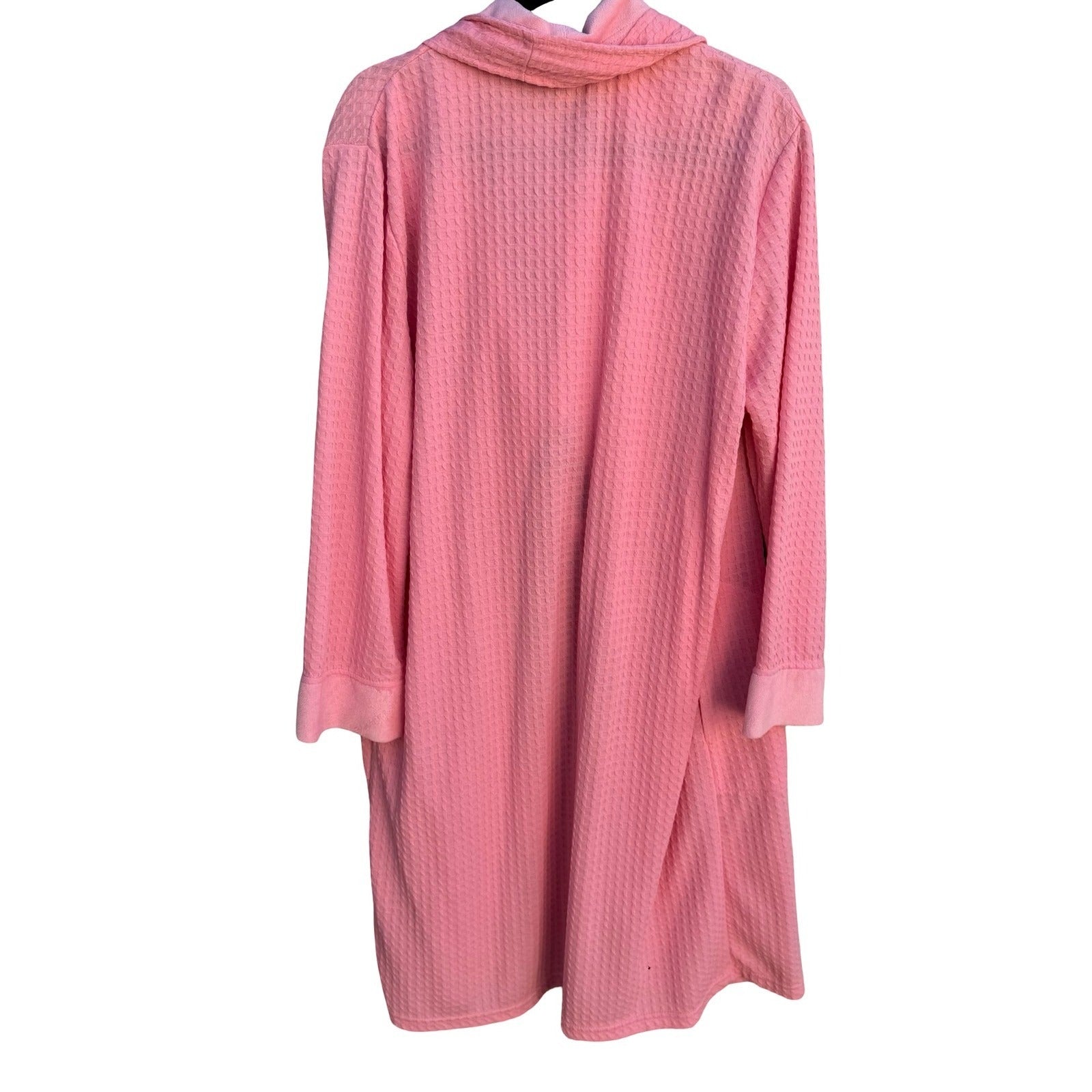 Jasmine Rose Pink Waffle Knit Robe Headband Set Large 312225 Loungewear Cozy NEW