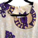 Switch Bula Fiji Vintage Handmade Womens Tan Purple Floral Housecoat Style Tunic Dress 2 image