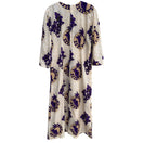 Switch Bula Fiji Vintage Handmade Womens Tan Purple Floral Housecoat Style Tunic Dress 3 image