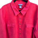 Switch Liz &amp; Me Womens Red Button Down Faux Suede Shirt Soft Cozy Workwear Plus Size 3X 3 image