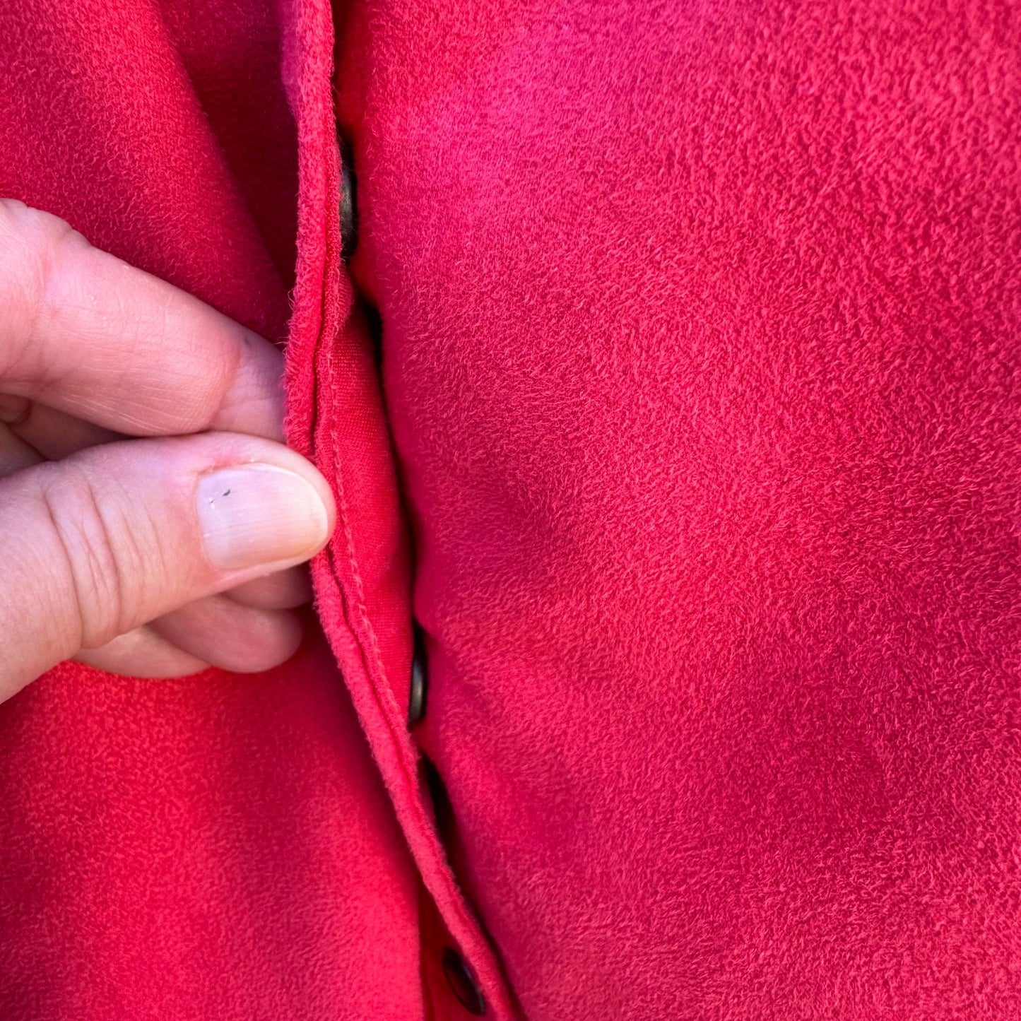 Liz & Me Womens Red Button Down Faux Suede Shirt Soft Cozy Workwear Plus Size 3X