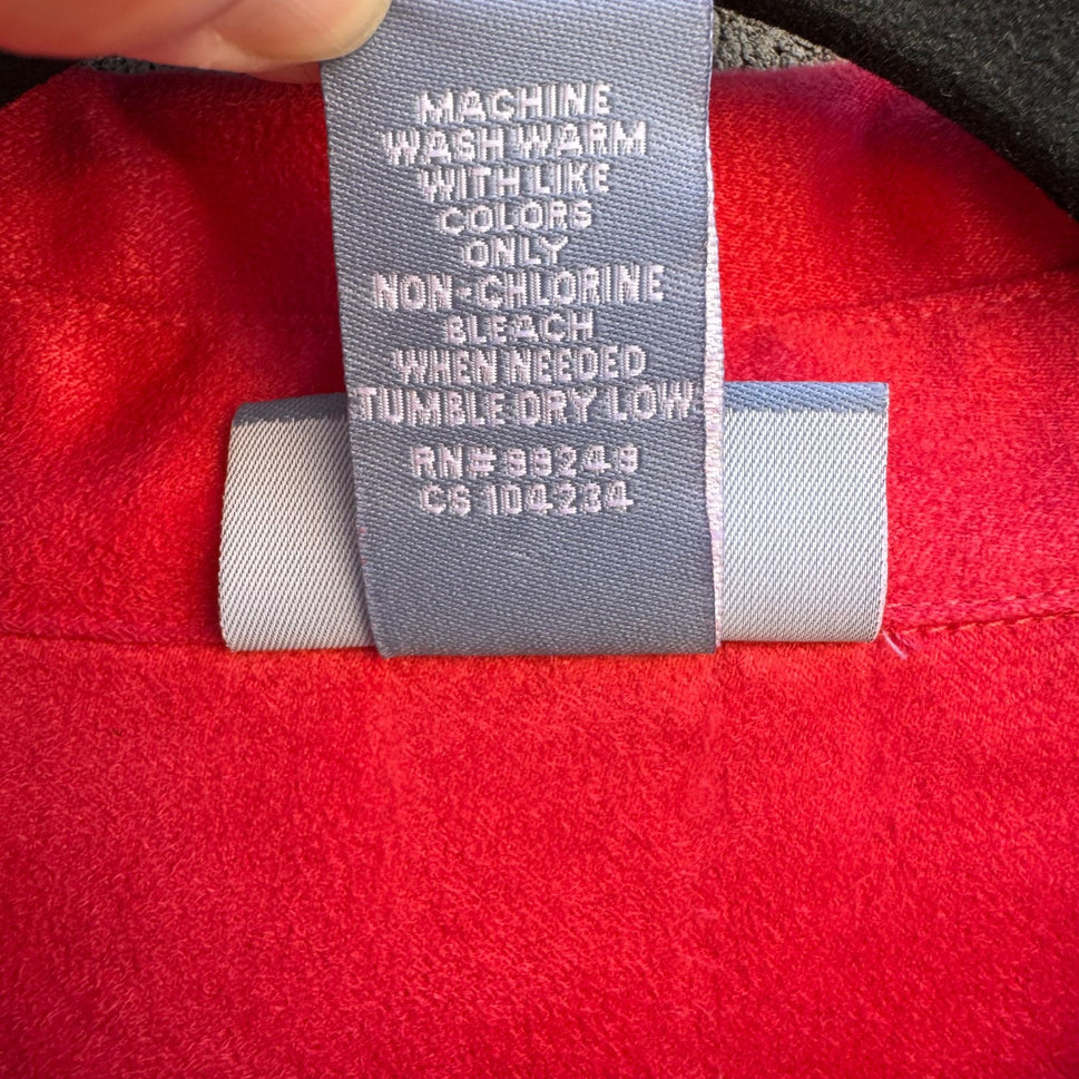 Liz & Me Womens Red Button Down Faux Suede Shirt Soft Cozy Workwear Plus Size 3X