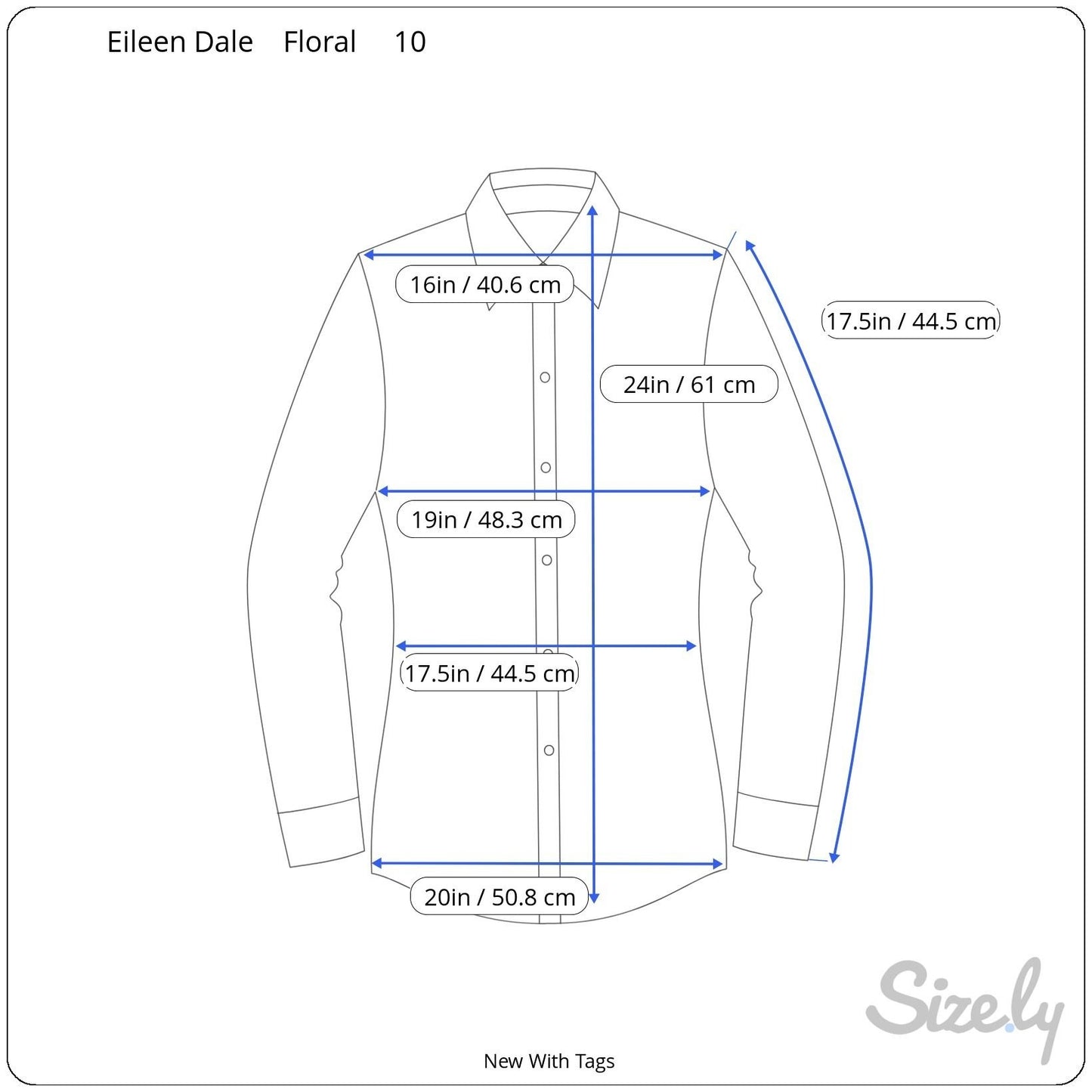Eileen Dale Vintage New Floral Print 3/4 Sleeve Roll Cuff Stretch Shirt Blouse 10