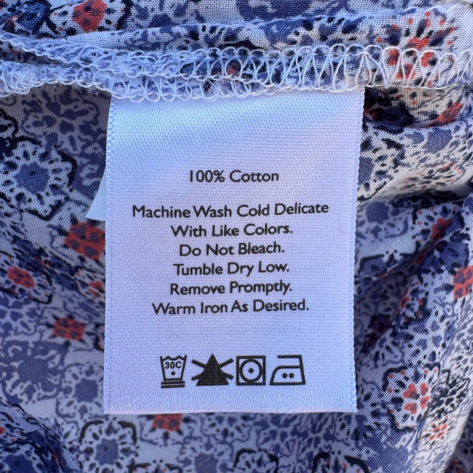 Eddie Bauer Blue Mosaic Boho Floral Cotton Top XXL Sleeveless Coastal Cottage