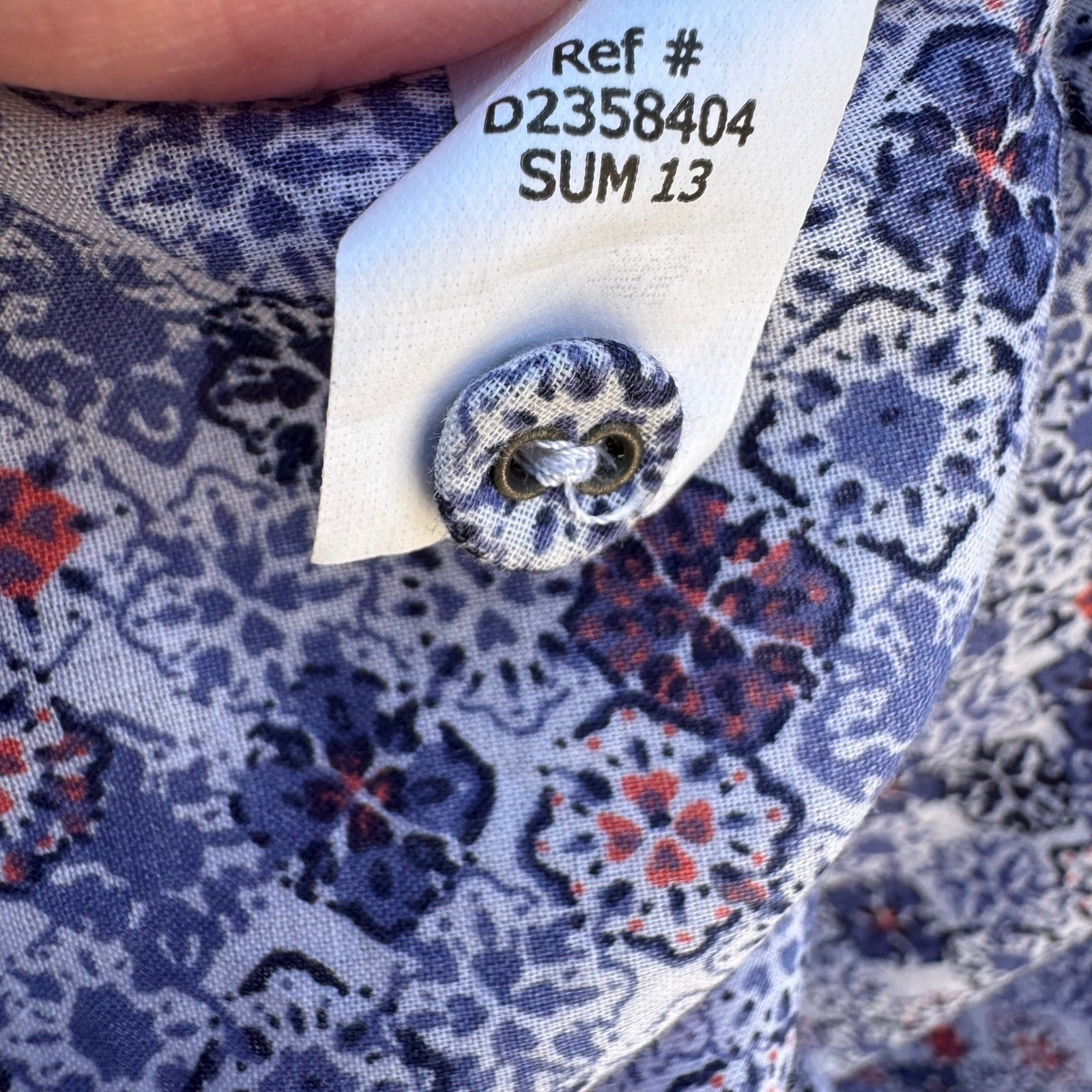 Eddie Bauer Blue Mosaic Boho Floral Cotton Top XXL Sleeveless Coastal Cottage
