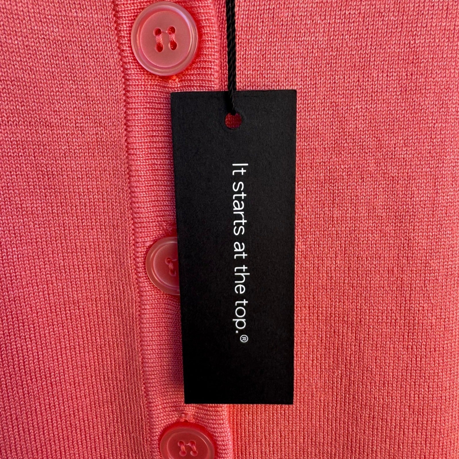 Cable & Gauge Womens XXL Coral Pink Button Front 3/4 Sleeve Cardigan Sweater NEW