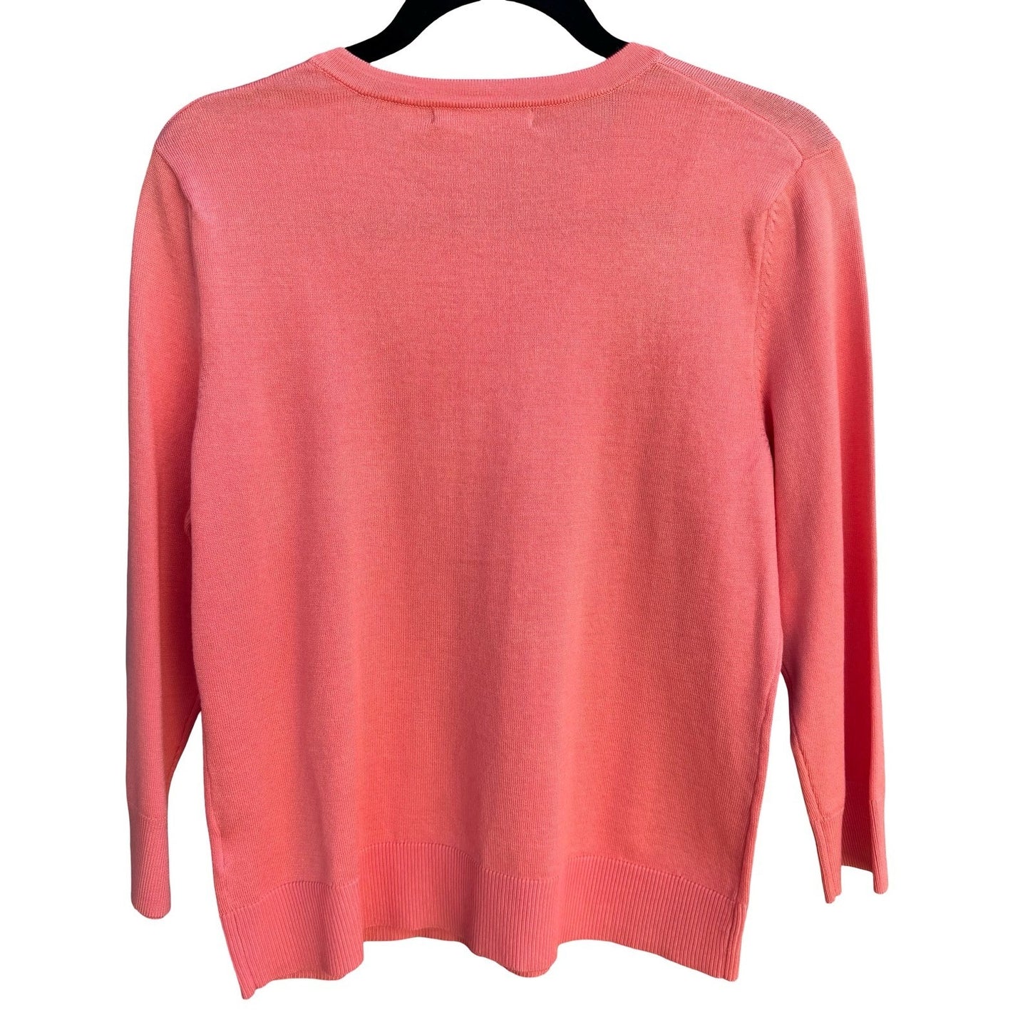 Cable & Gauge Womens XXL Coral Pink Button Front 3/4 Sleeve Cardigan Sweater NEW