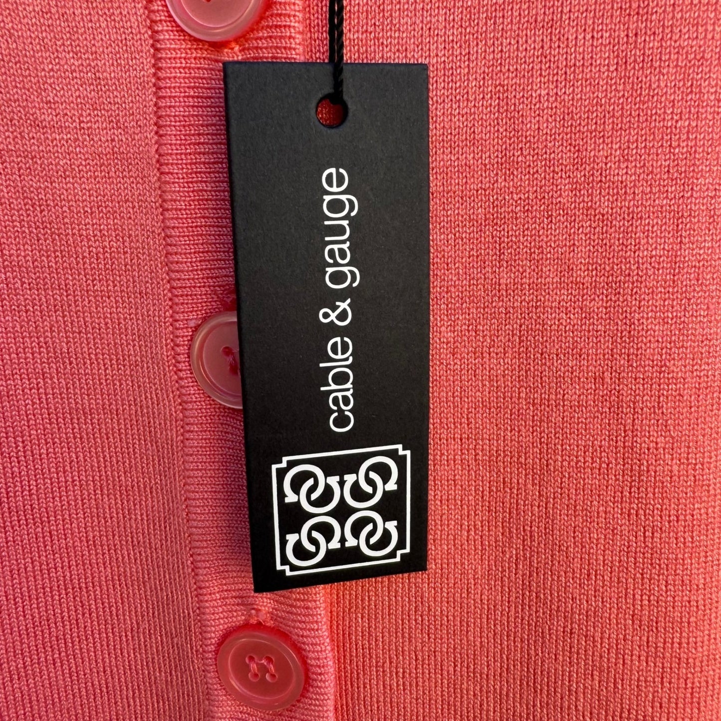 Cable & Gauge Womens XXL Coral Pink Button Front 3/4 Sleeve Cardigan Sweater NEW