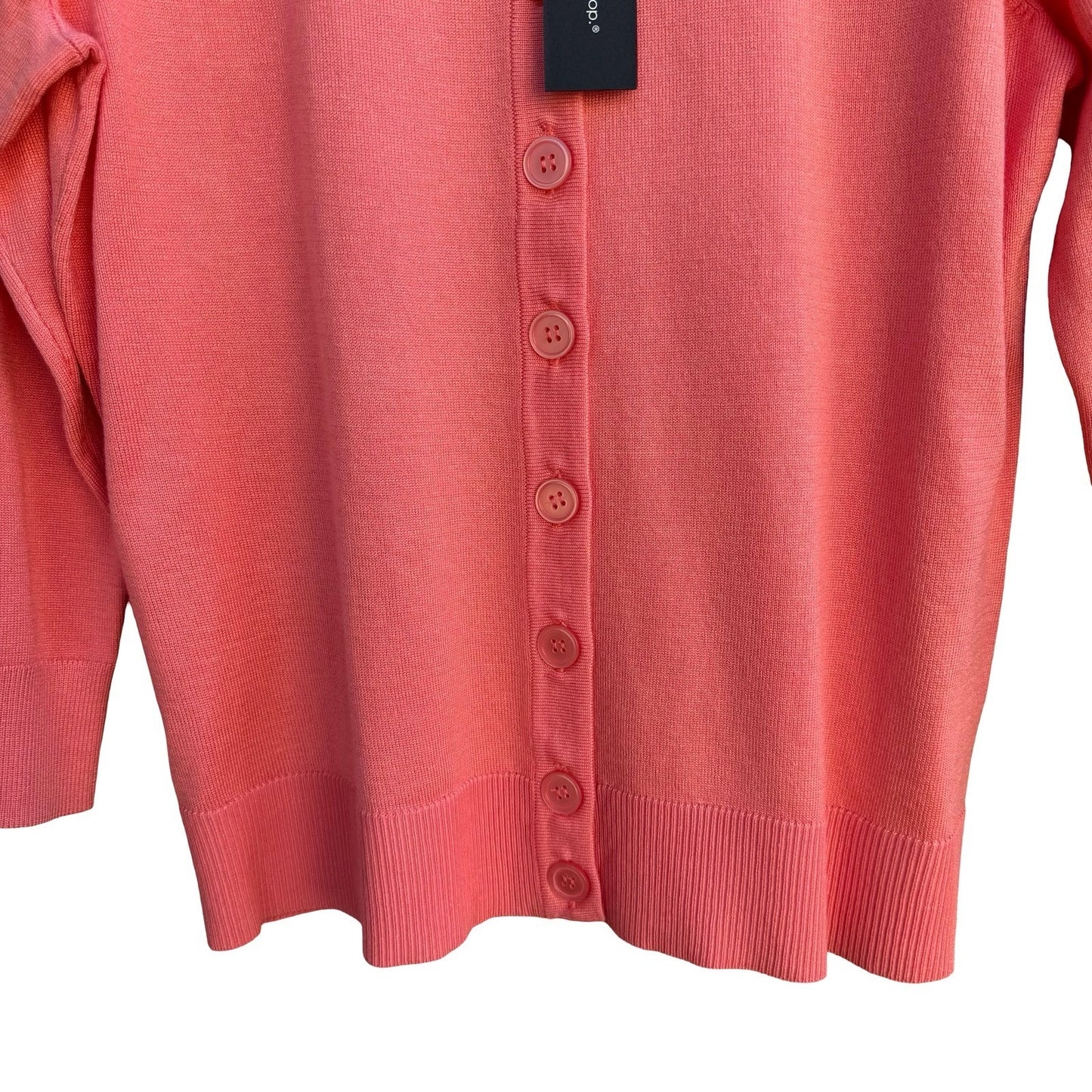 Cable & Gauge Womens XXL Coral Pink Button Front 3/4 Sleeve Cardigan Sweater NEW