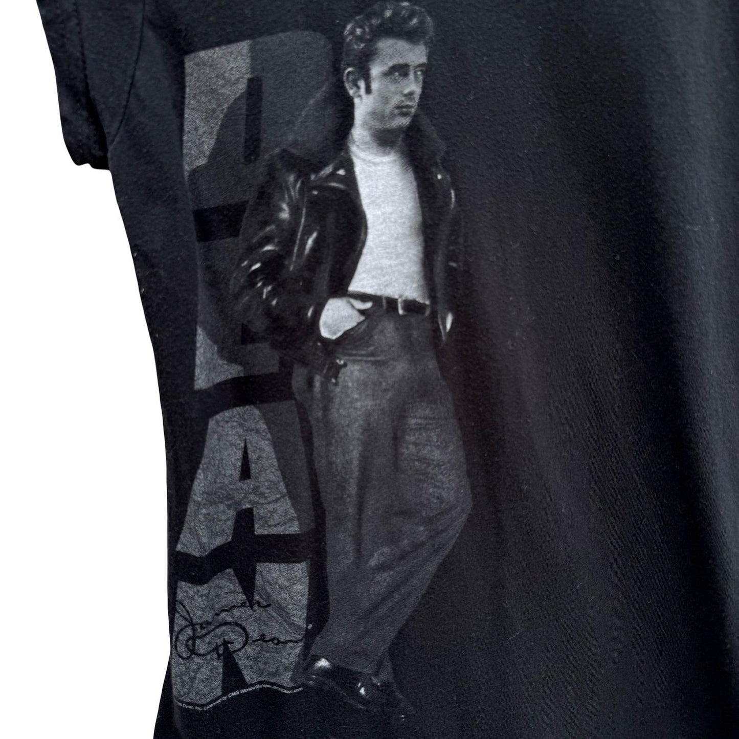 James Dean Graphic Y2K Baby Tee Black Cap Sleeve Slim Fit Small Retro Hollywood