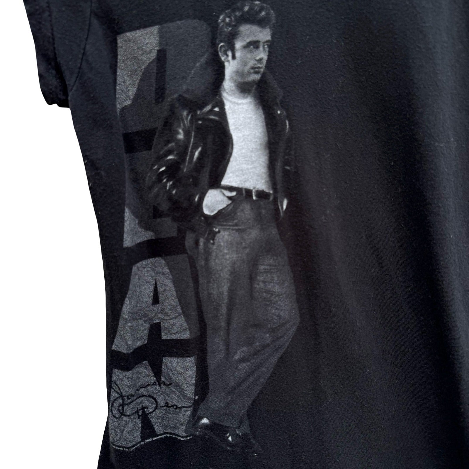 James Dean Graphic Y2K Baby Tee Black Cap Sleeve Slim Fit Small Retro Hollywood