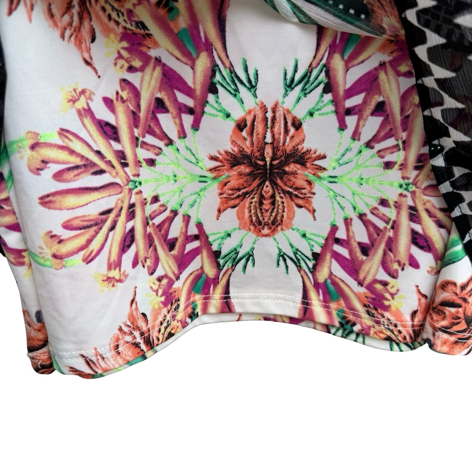 Style & Co Womens XL Floral Geometric Layered Split Back Blouse Eclectic Artsy