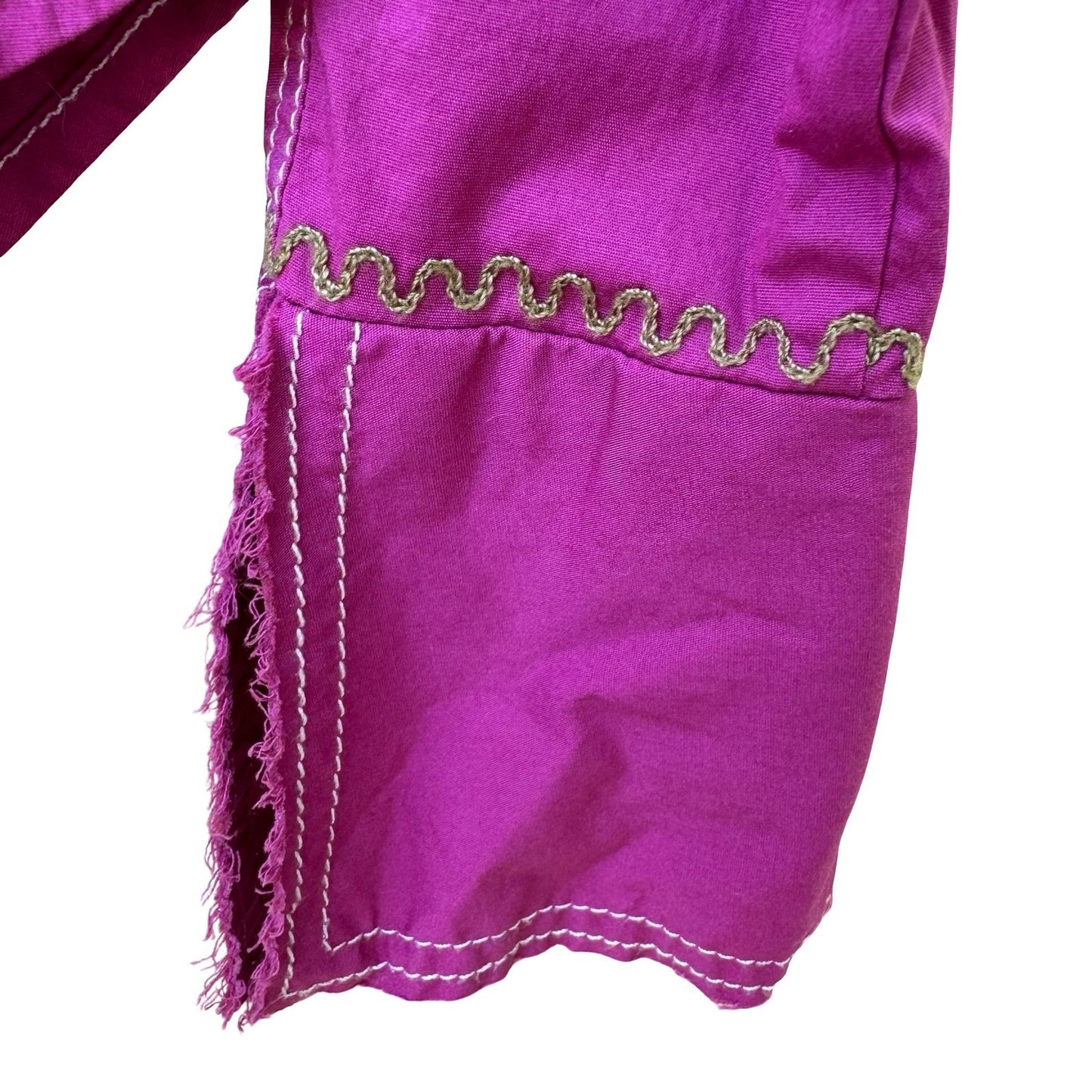Love Polly Y2K Cowgirl Floral Chenille Embroidered Western Snap Shirt Pink XS