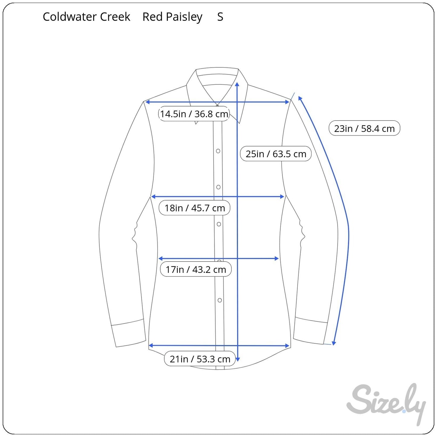 Coldwater Creek Shaped Womens Red Paisley Button-Up Long-Sleeve Shirt Blouse S