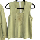 Switch Elisabeth Custom Knits Light Green Sweater Set With Gold Star Embellishments - M 2 image