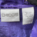 Switch Chicos Linen Silk Coastal Resortwear Boho Art Deco Scenic Print Jacket Purple XL 2 image