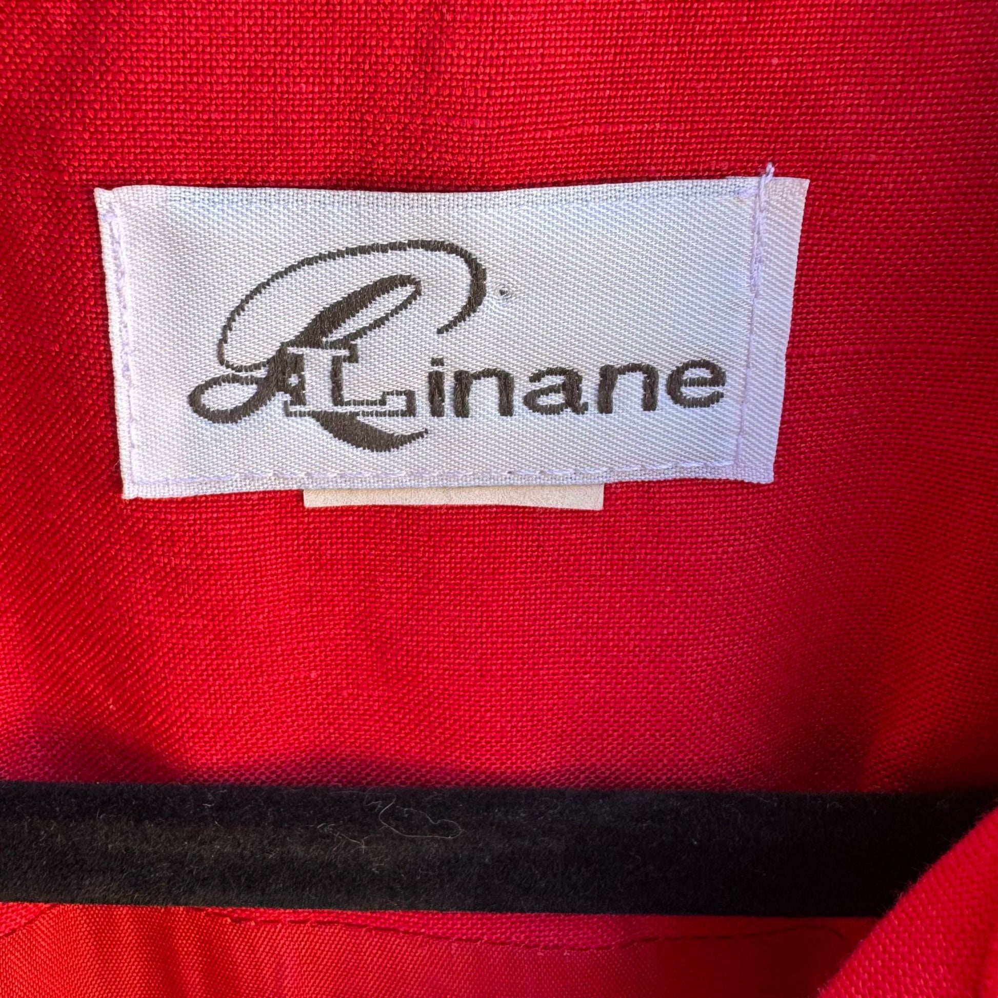 Linane Vintage Red Shell Button Linen Double-Breasted Sleeveless Lined Dress