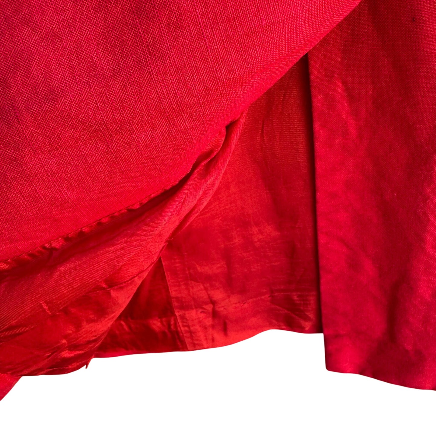 Linane Vintage Red Shell Button Linen Double-Breasted Sleeveless Lined Dress