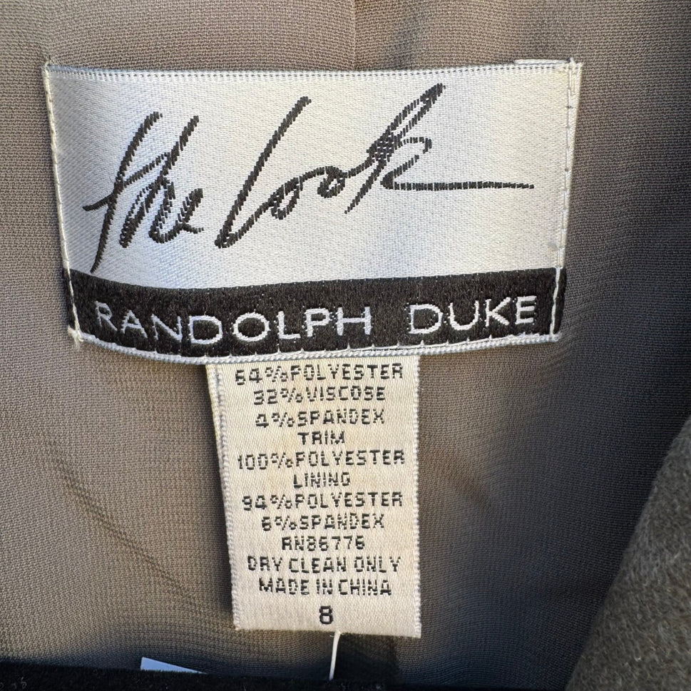 Randolph Duke The Look Olive Green Faux Suede Trim Belted Blazer Jacket 8 NWT