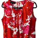 Switch Jones New York Collection Red Bold Floral Sleeveless Pleated Feminine Blouse 14 3 image