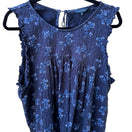Switch Lucky Brand Floral Sleeveless Boho Ruffle Tie Back Cotton Peasant Top Navy XL 3 image